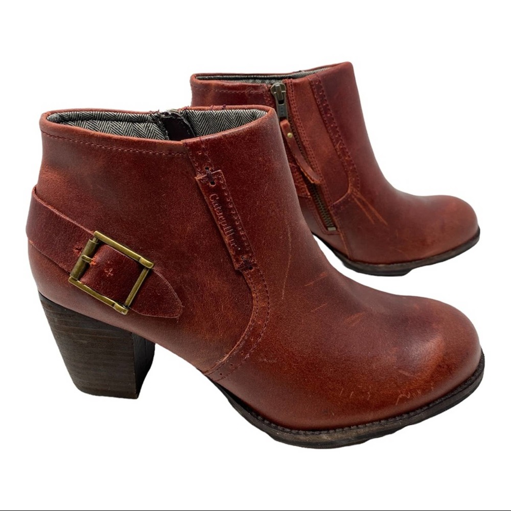 Caterpillar  red Leather ankle boots with buckle Sz 9